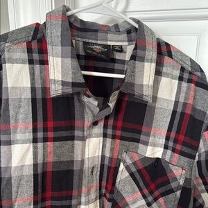 Harley-Davidson Red and Black Casual Button Down Shirt